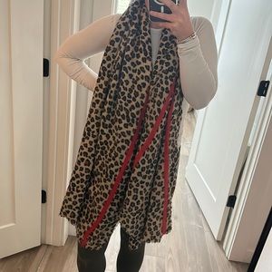Zara Cheetah Scarf with Red Stripe
